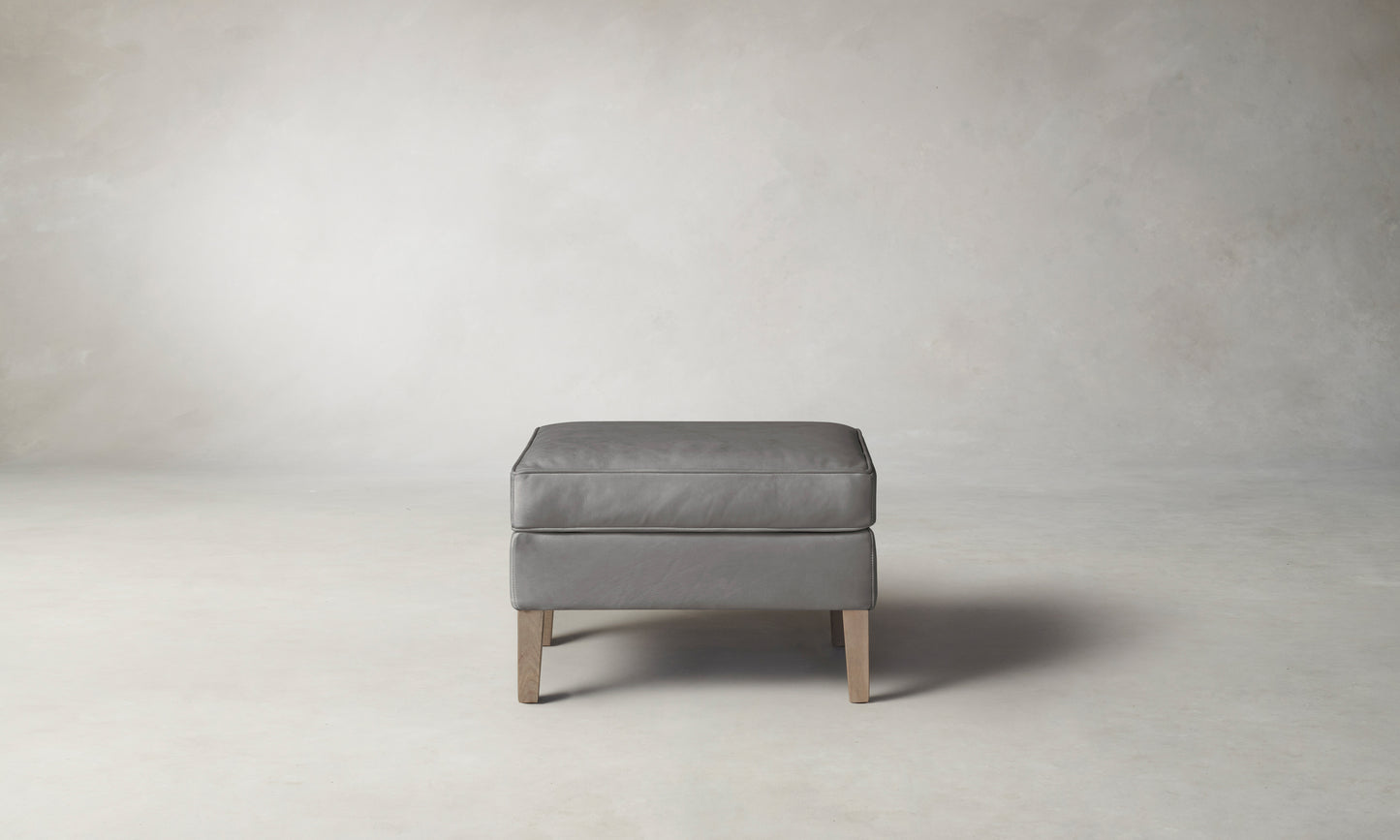 The Chrystie Ottoman - Nubuck Leather Asphalt