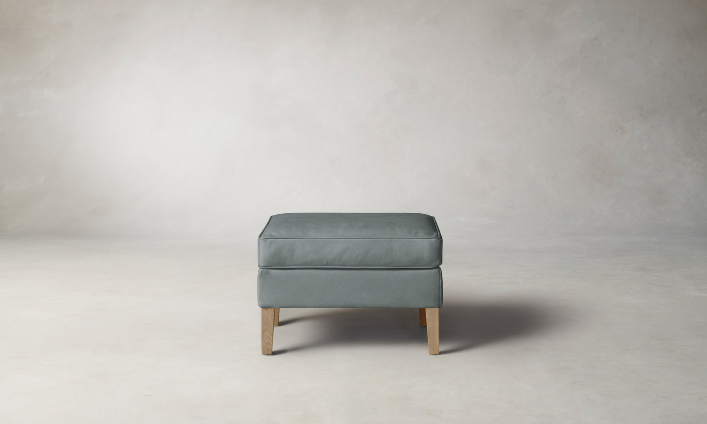 The Chrystie Ottoman - Nubuck Leather Tide