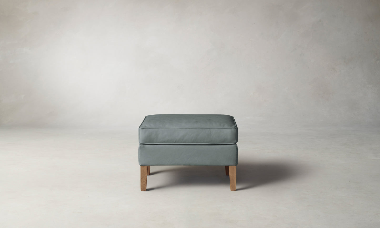 The Chrystie Ottoman - Nubuck Leather Tide