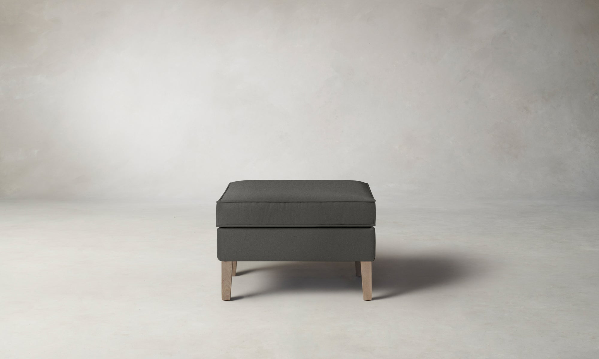 The Chrystie Ottoman - Pebbled Leather Ash