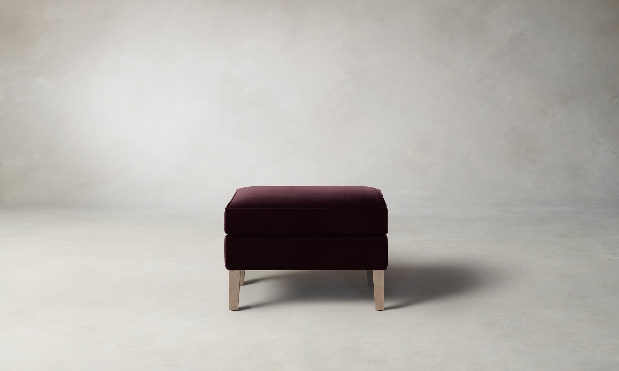 The Chrystie Ottoman - Performance Velvet Merlot