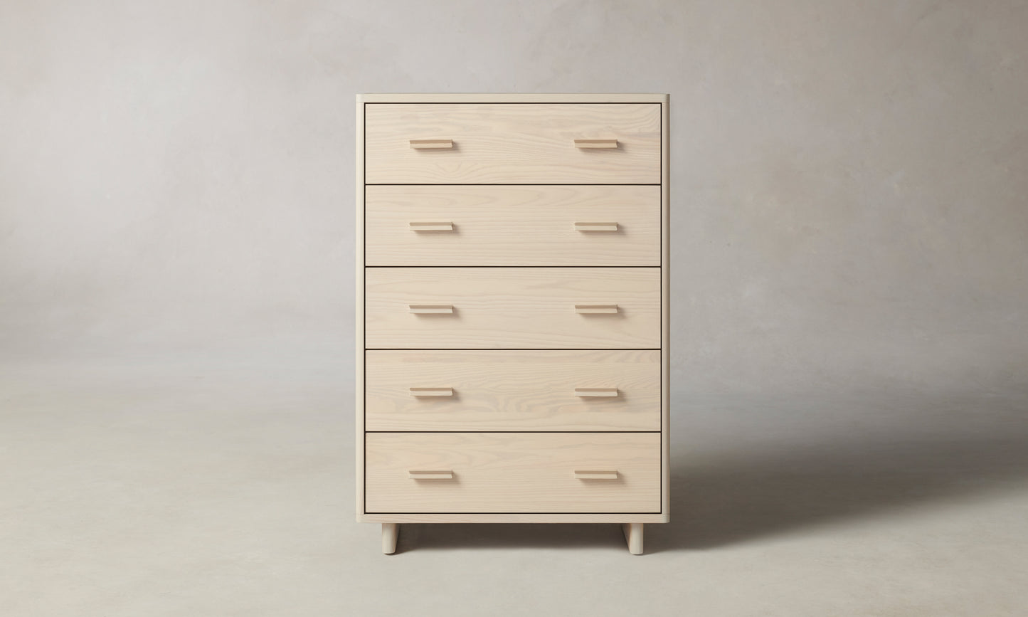 clinton 5 drawer wooden bedroom dresser in white ash wood