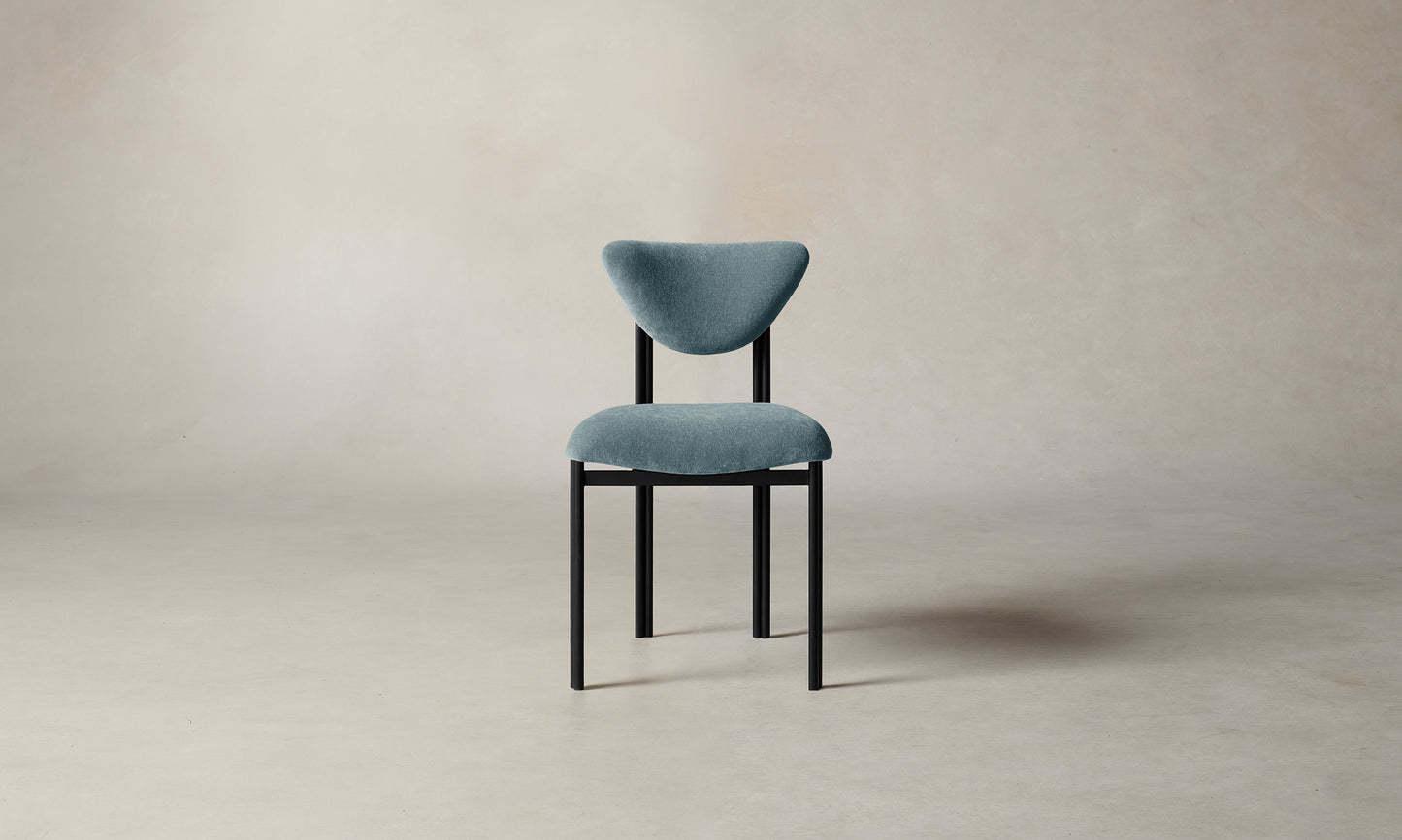 The Cooper Dining Chair - Mohair Slate Blue