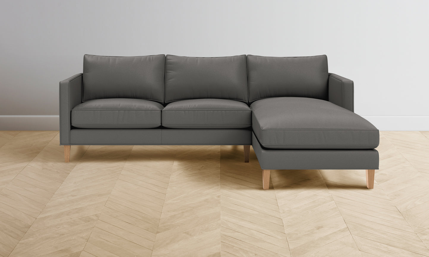 The Crosby Sectional - Pebbled Leather Ash