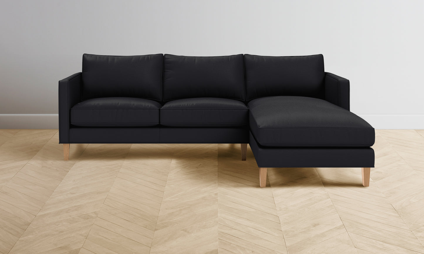 The Crosby Sectional - Pebbled Leather Ink