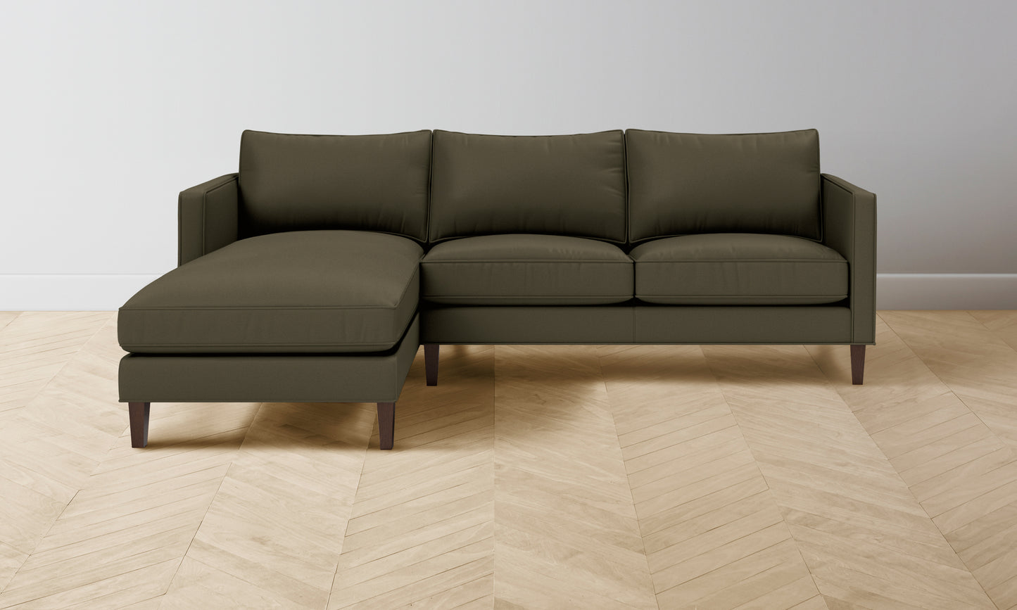 The Crosby Sectional - Pebbled Leather Truffle