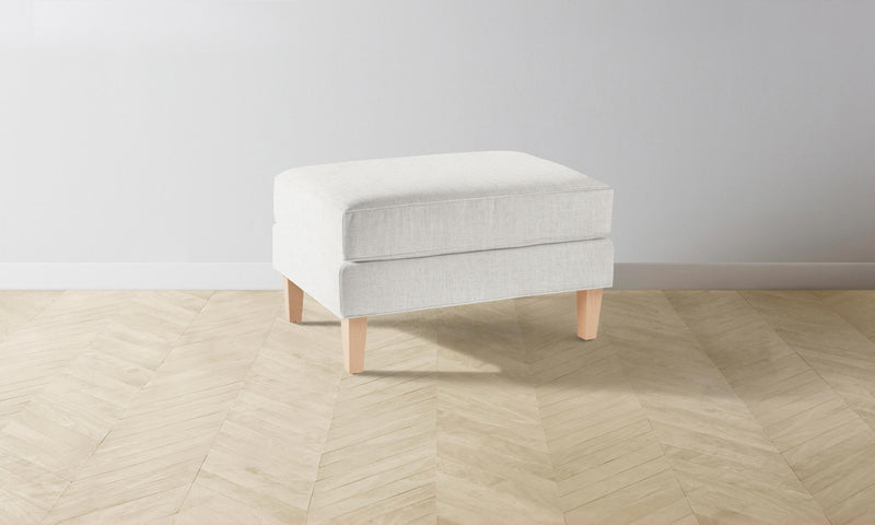 The Crosby Ottoman - Heritage Belgian Linen Egret