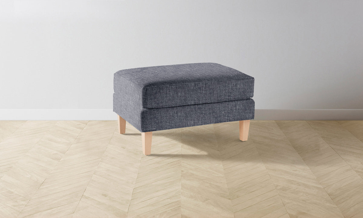 The Crosby Ottoman - Heritage Belgian Linen Lake