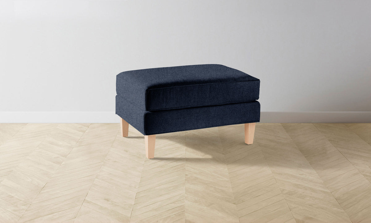 The Crosby Ottoman - Italian Brushed Wool Harbor
