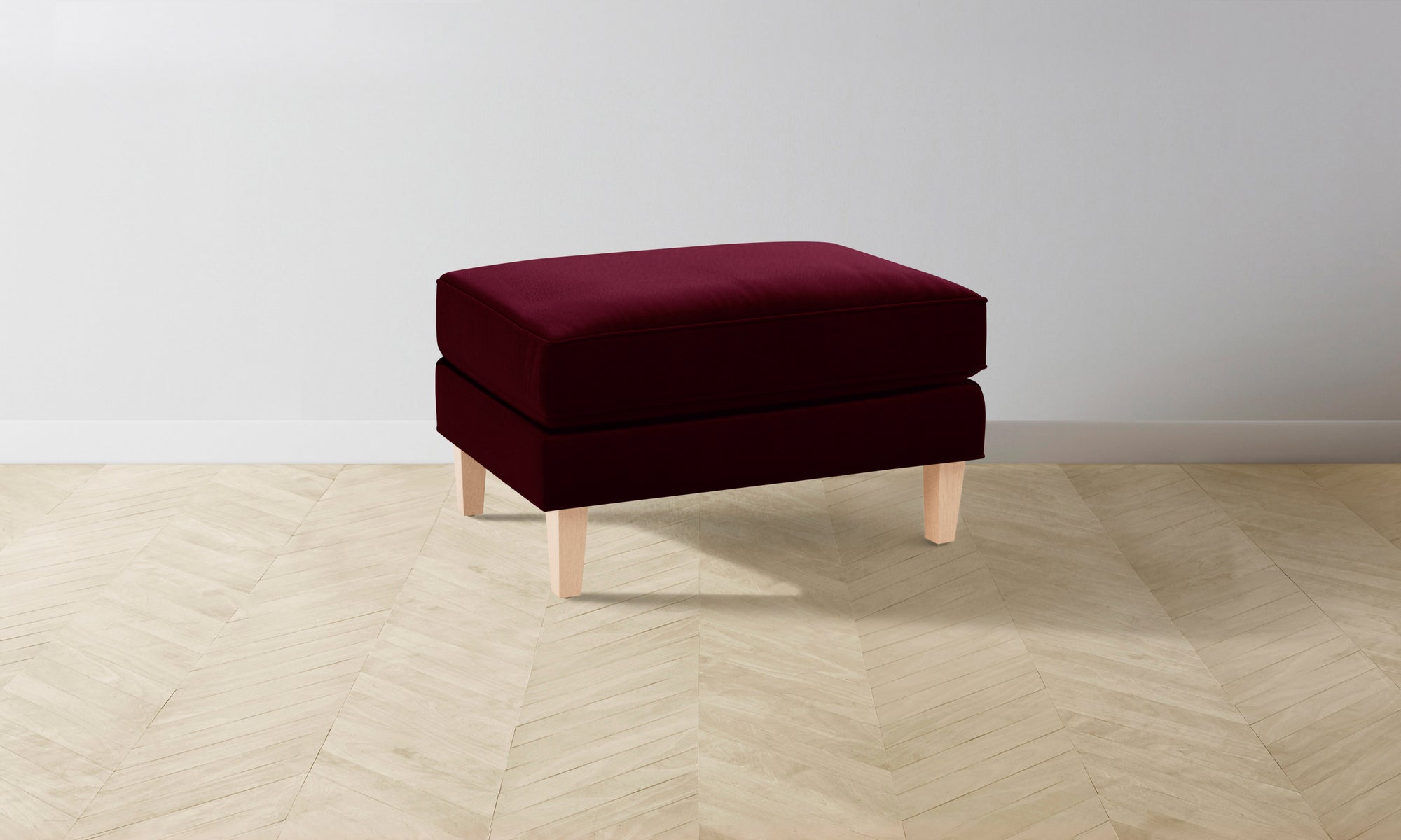 The Crosby Ottoman - Mohair Crimson