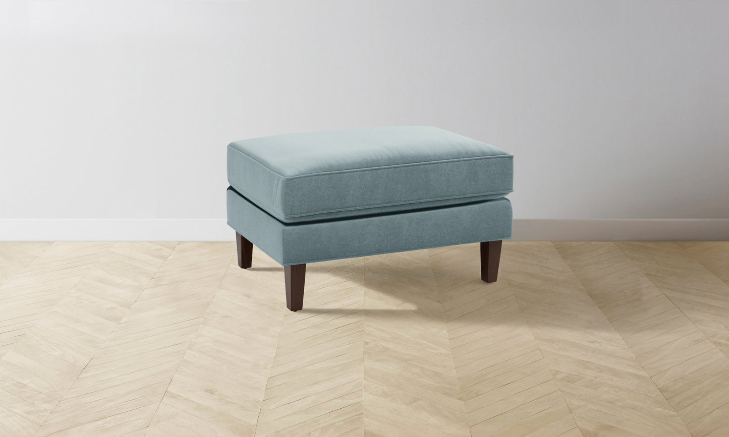 The Crosby Ottoman - Mohair Slate Blue