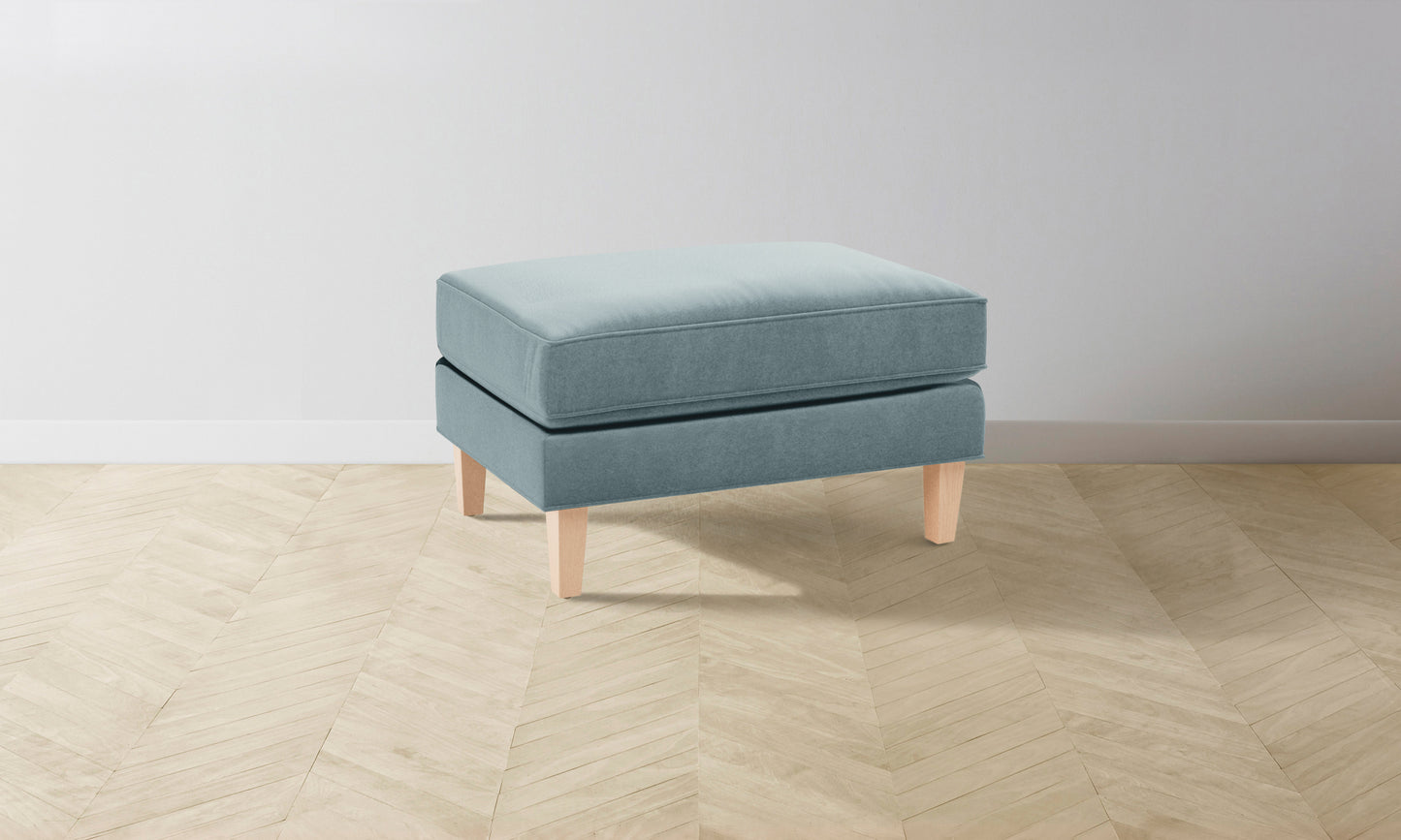 The Crosby Ottoman - Mohair Slate Blue