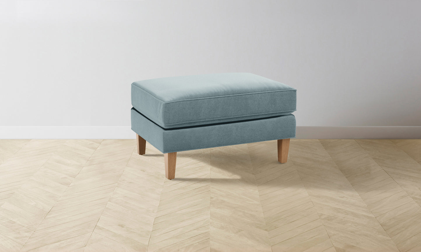 The Crosby Ottoman - Mohair Slate Blue