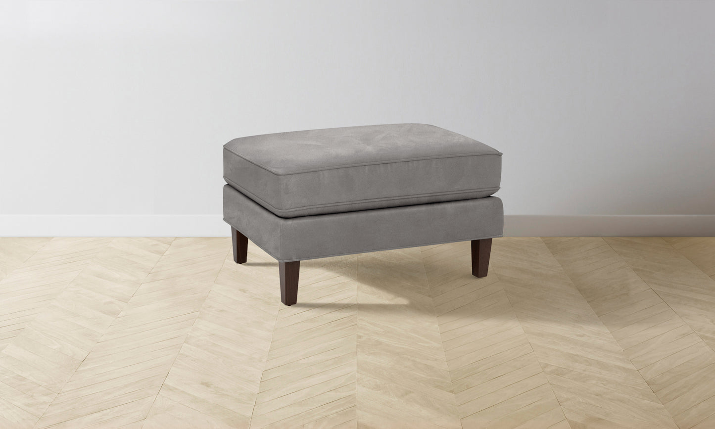 The Crosby Ottoman - Nubuck Leather Asphalt