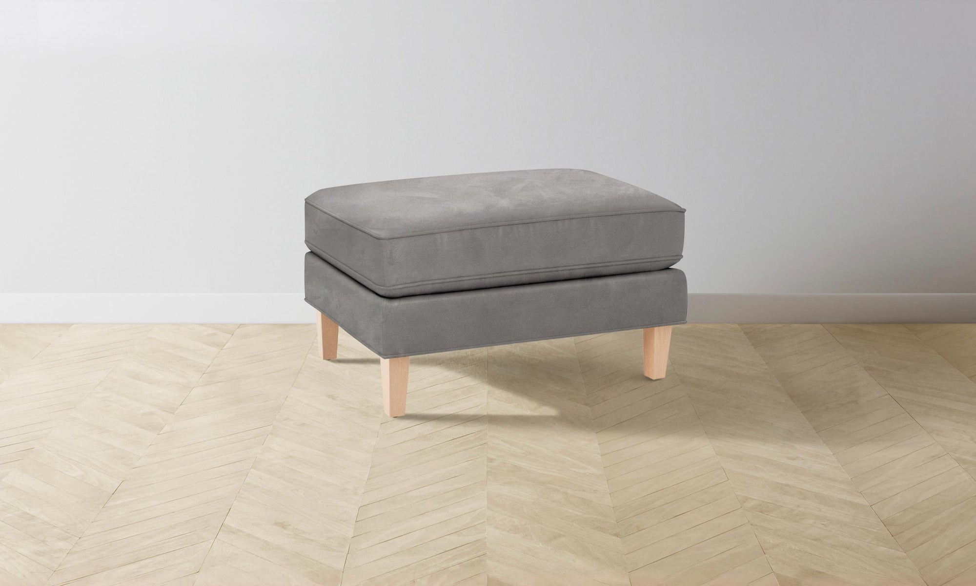 The Crosby Ottoman - Nubuck Leather Asphalt