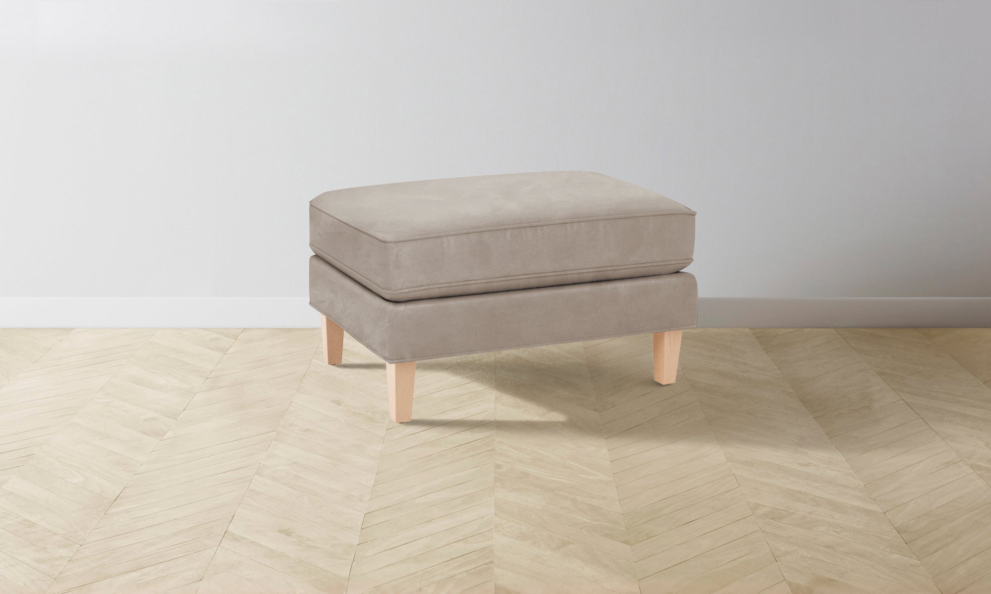 The Crosby Ottoman - Nubuck Leather Fawn