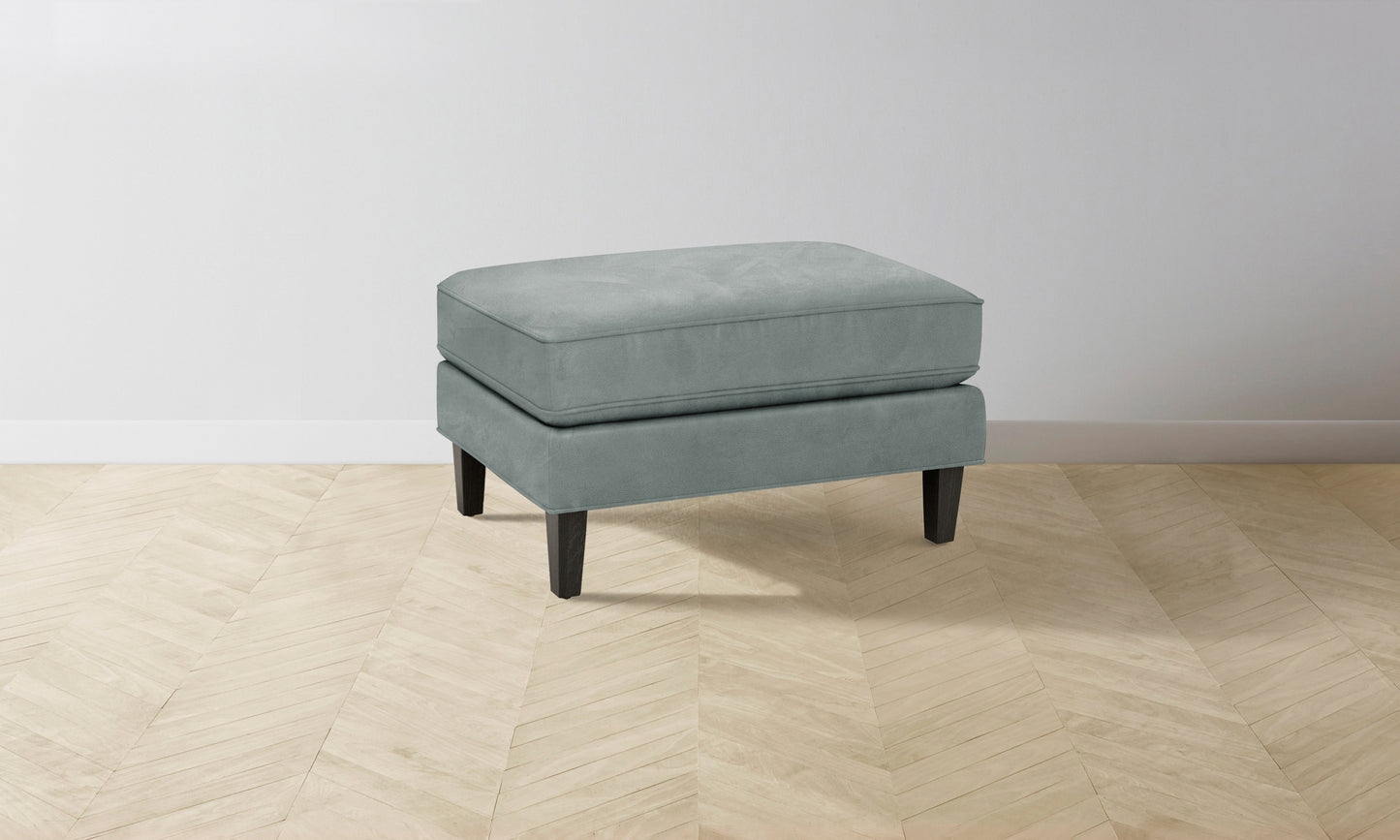 The Crosby Ottoman - Nubuck Leather Tide