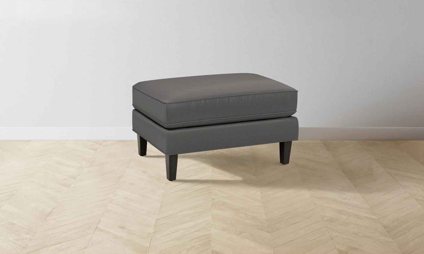 The Crosby Ottoman - Pebbled Leather Ash