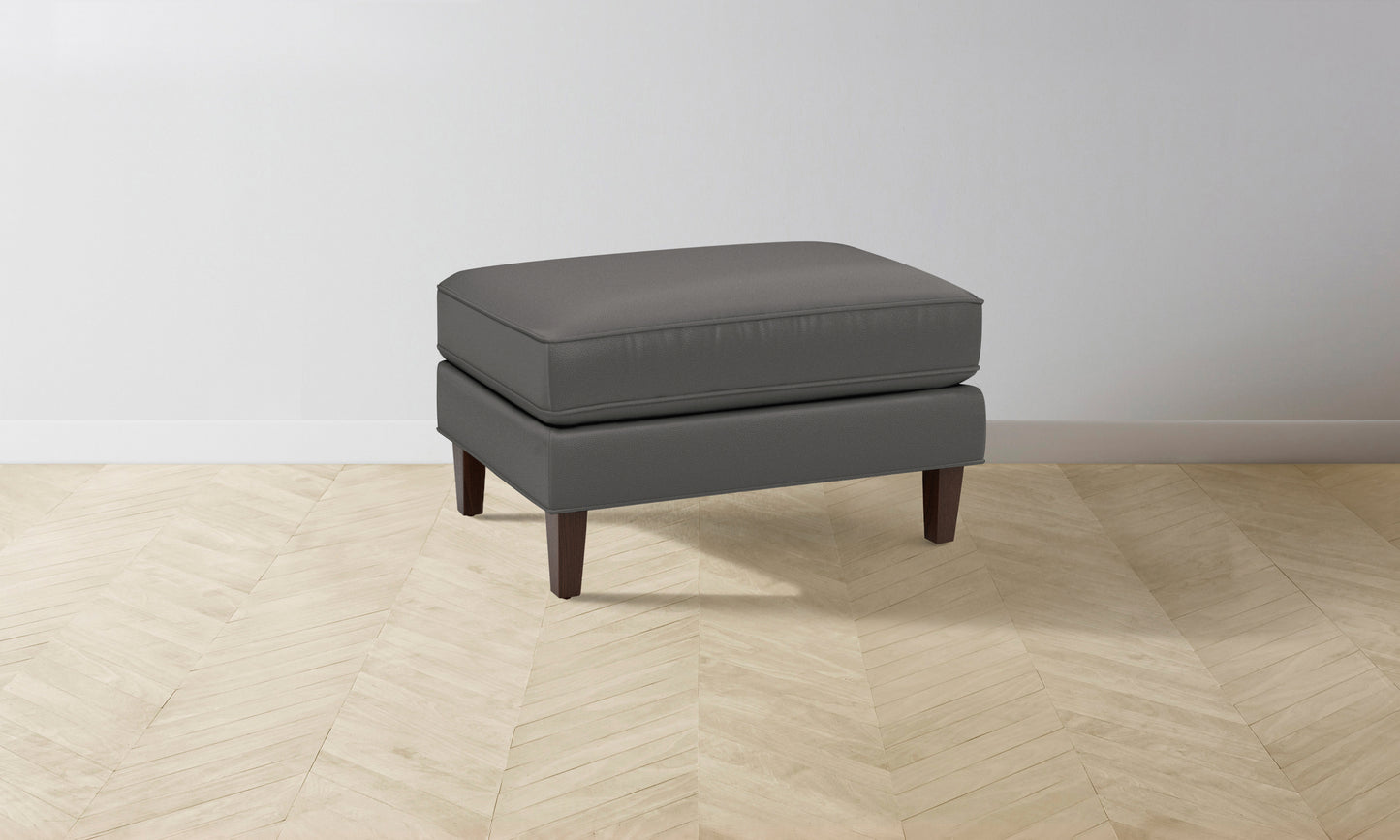 The Crosby Ottoman - Pebbled Leather Ash