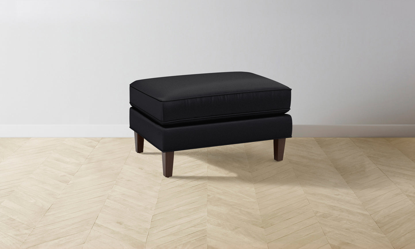 The Crosby Ottoman - Pebbled Leather Ink