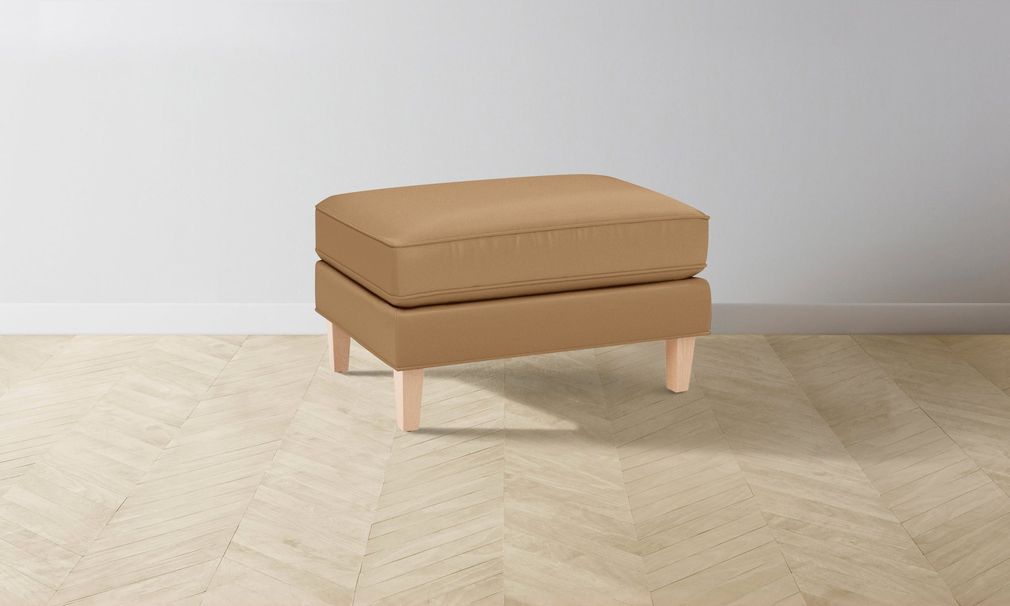 The Crosby Ottoman - Pebbled Leather Latte