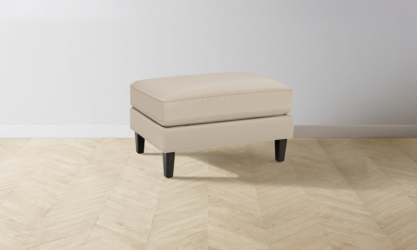 The Crosby Ottoman - Pebbled Leather Stone