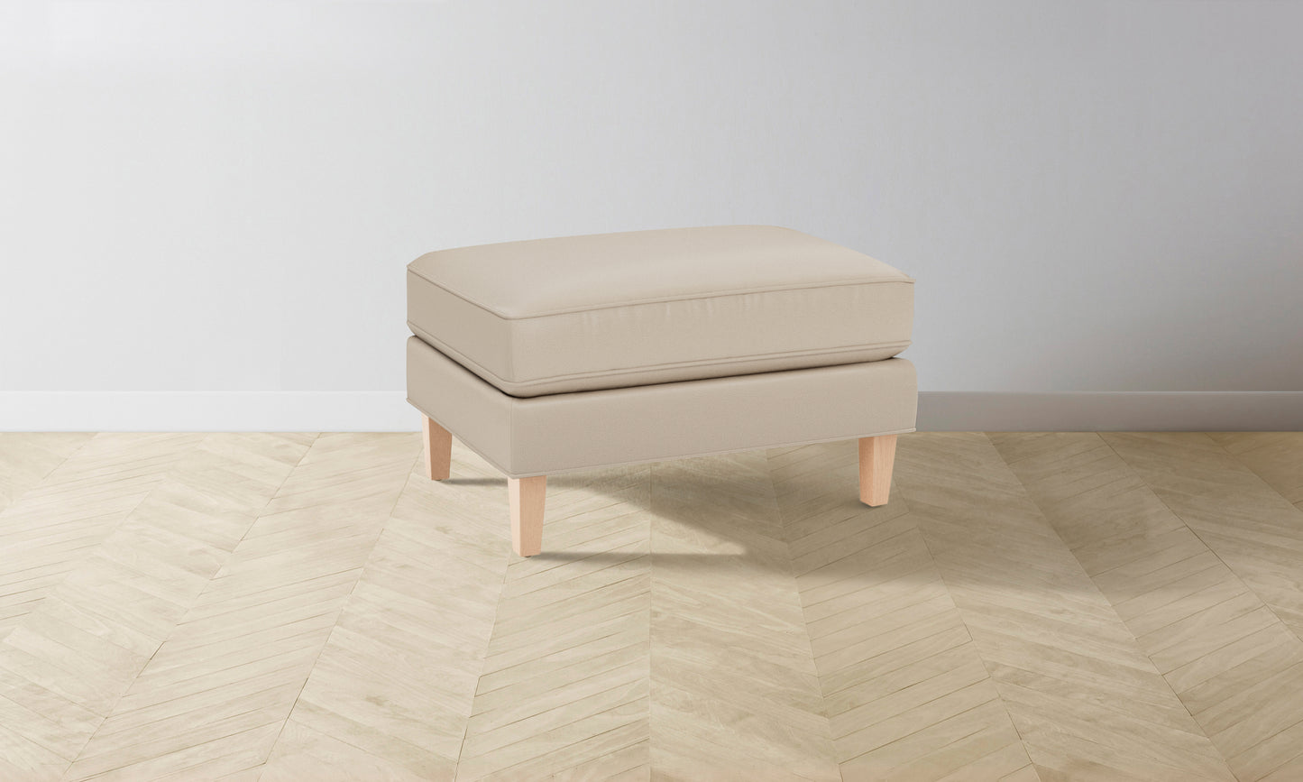 The Crosby Ottoman - Pebbled Leather Stone