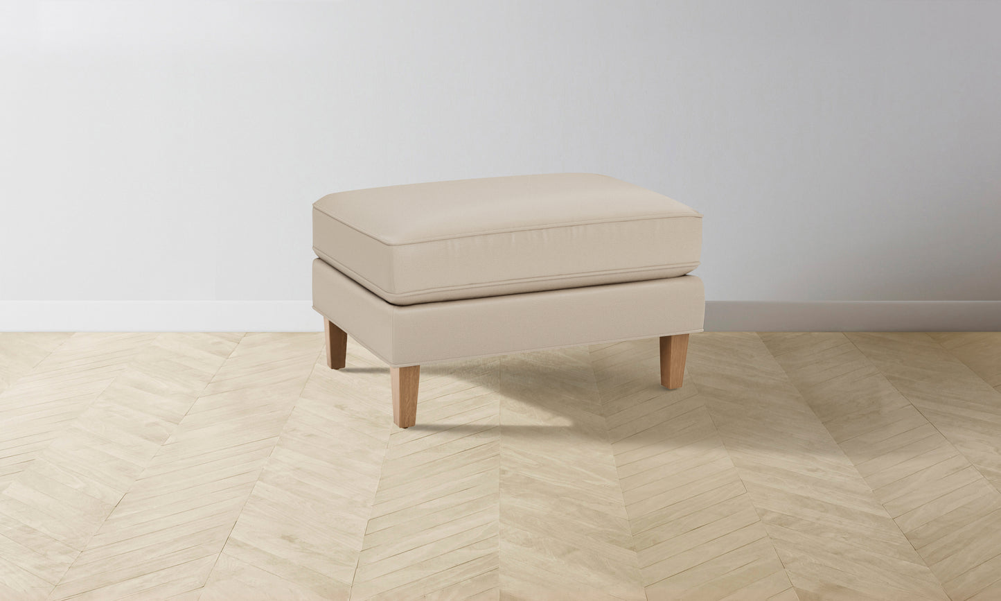 The Crosby Ottoman - Pebbled Leather Stone