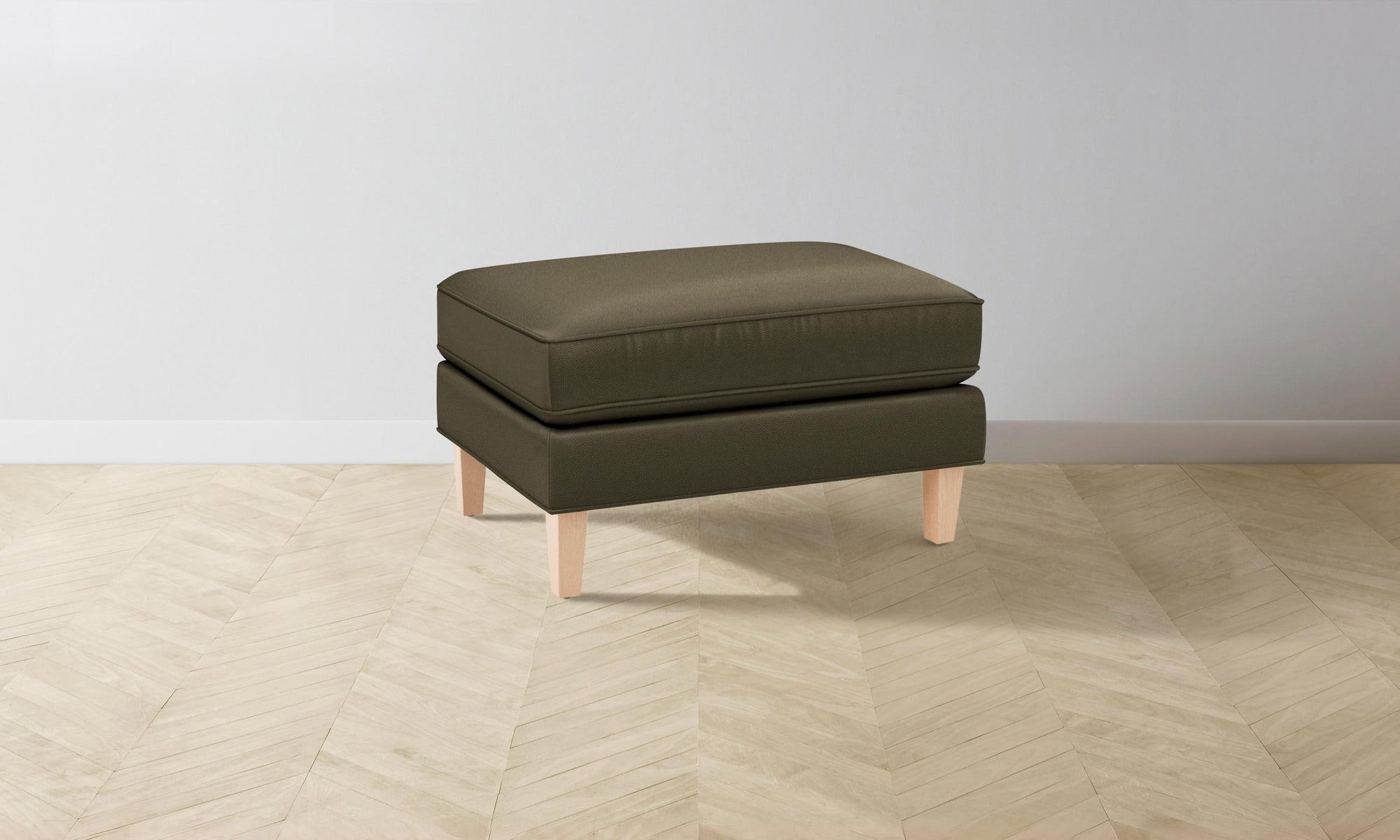 The Crosby Ottoman - Pebbled Leather Truffle
