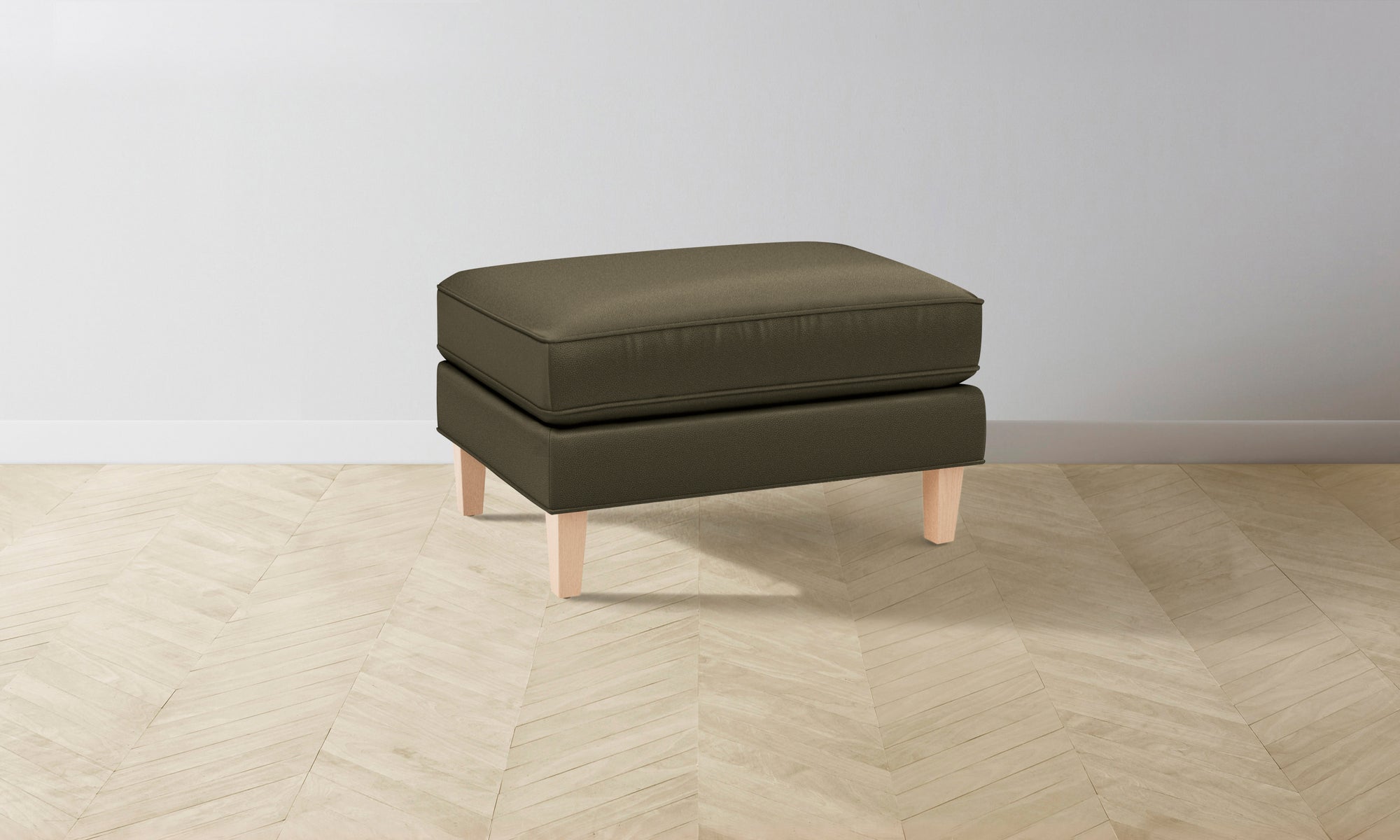 The Crosby Ottoman - Pebbled Leather Truffle