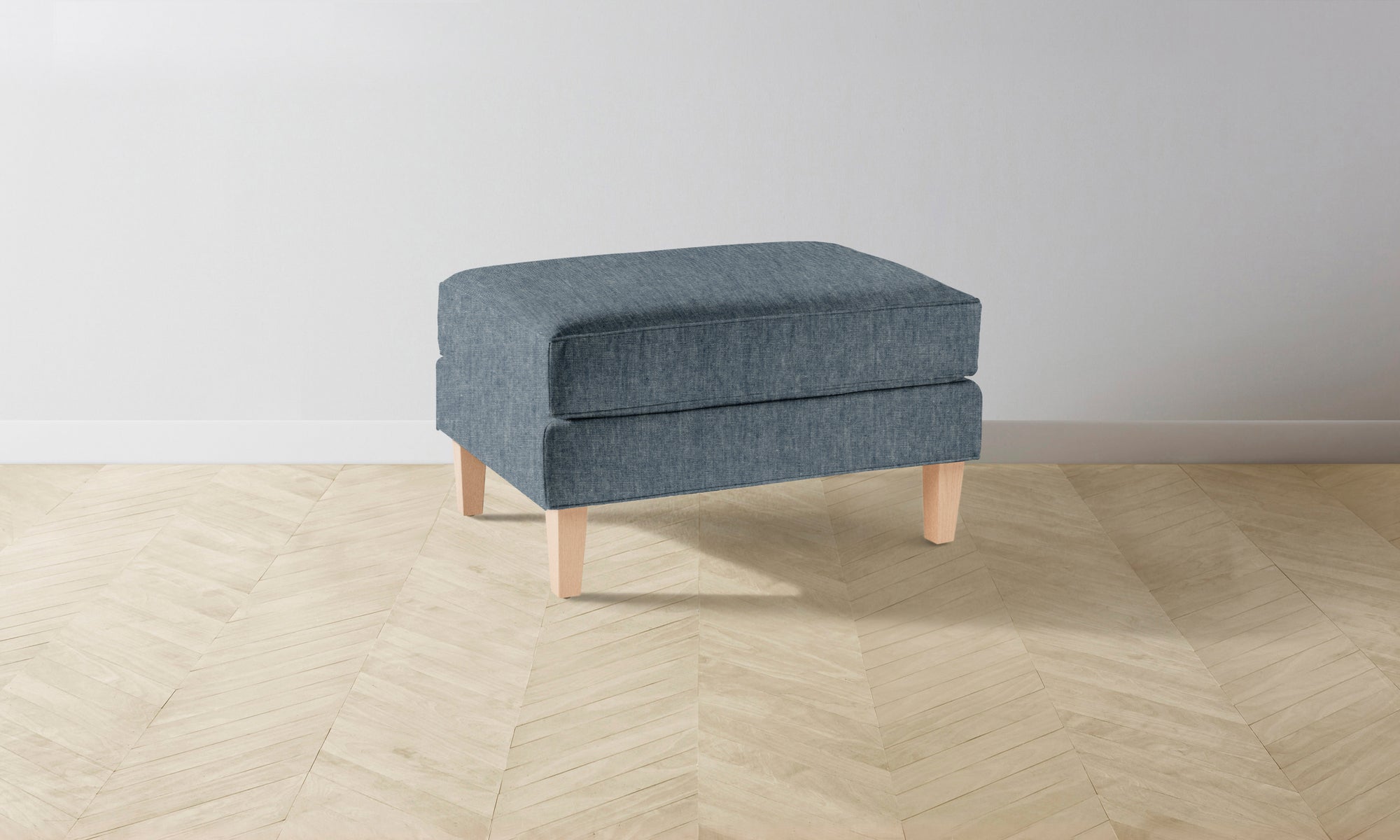 The Crosby Ottoman - Performance Stonewashed Linen Chambray