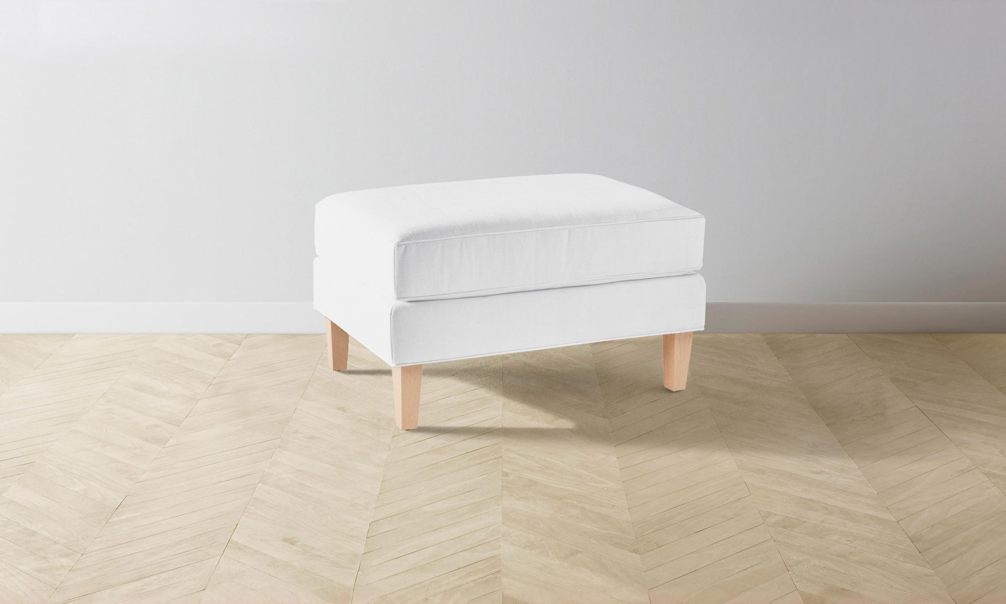 The Crosby Ottoman - Performance Linen Weave Pure White