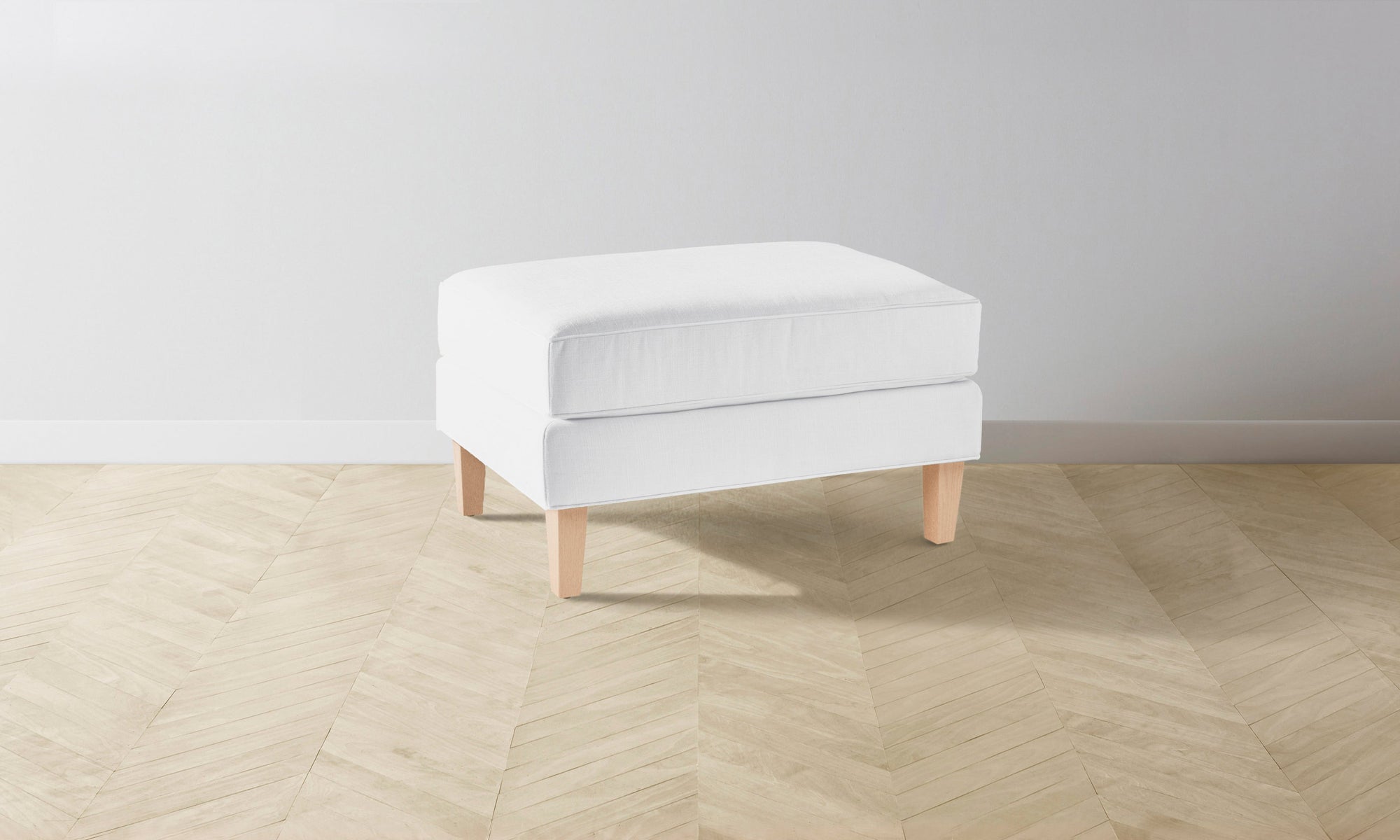 The Crosby Ottoman - Performance Linen Weave Pure White