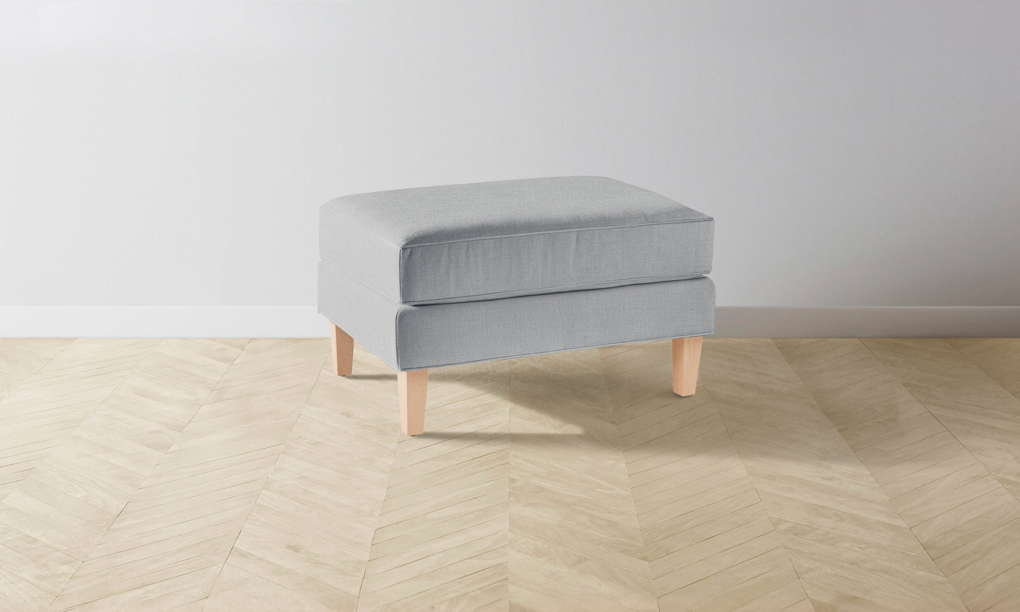 The Crosby Ottoman - Performance Linen Weave Cloud