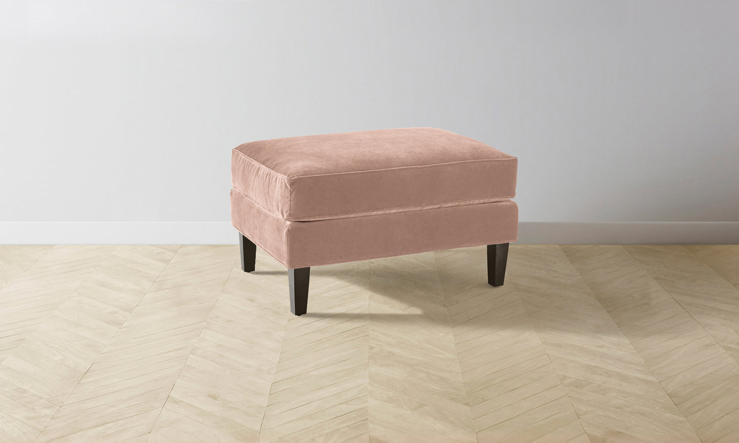 The Crosby Ottoman - Performance Velvet Dusty Rose