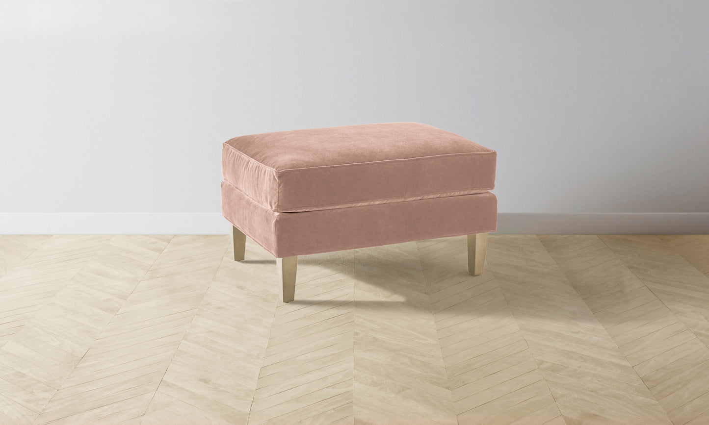 The Crosby Ottoman - Performance Velvet Dusty Rose