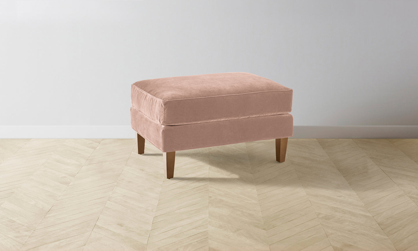 The Crosby Ottoman - Performance Velvet Dusty Rose