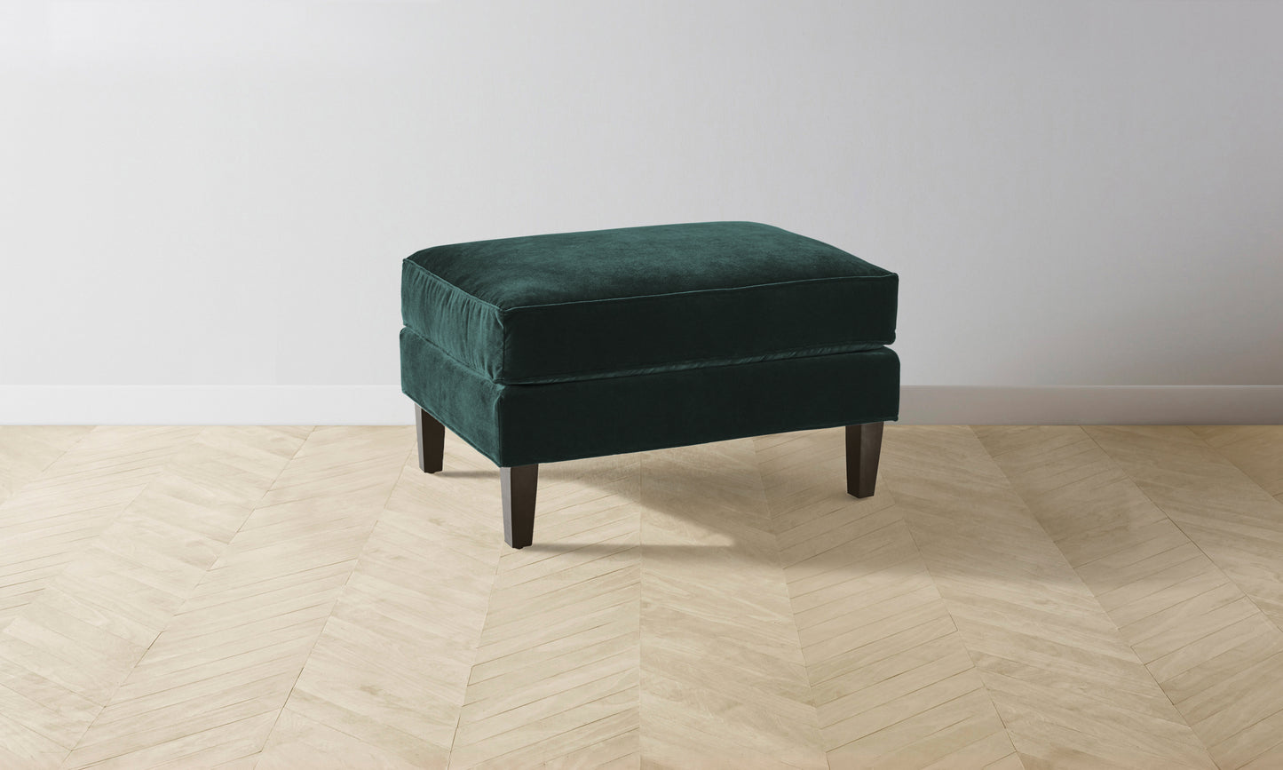 The Crosby Ottoman - Performance Velvet Emerald