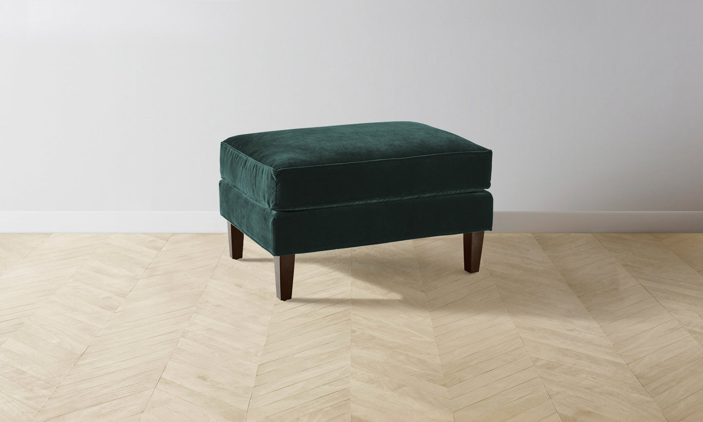 The Crosby Ottoman - Performance Velvet Emerald