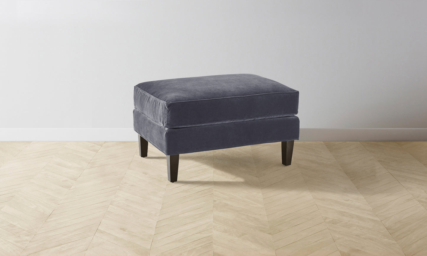 The Crosby Ottoman - Performance Velvet Flannel