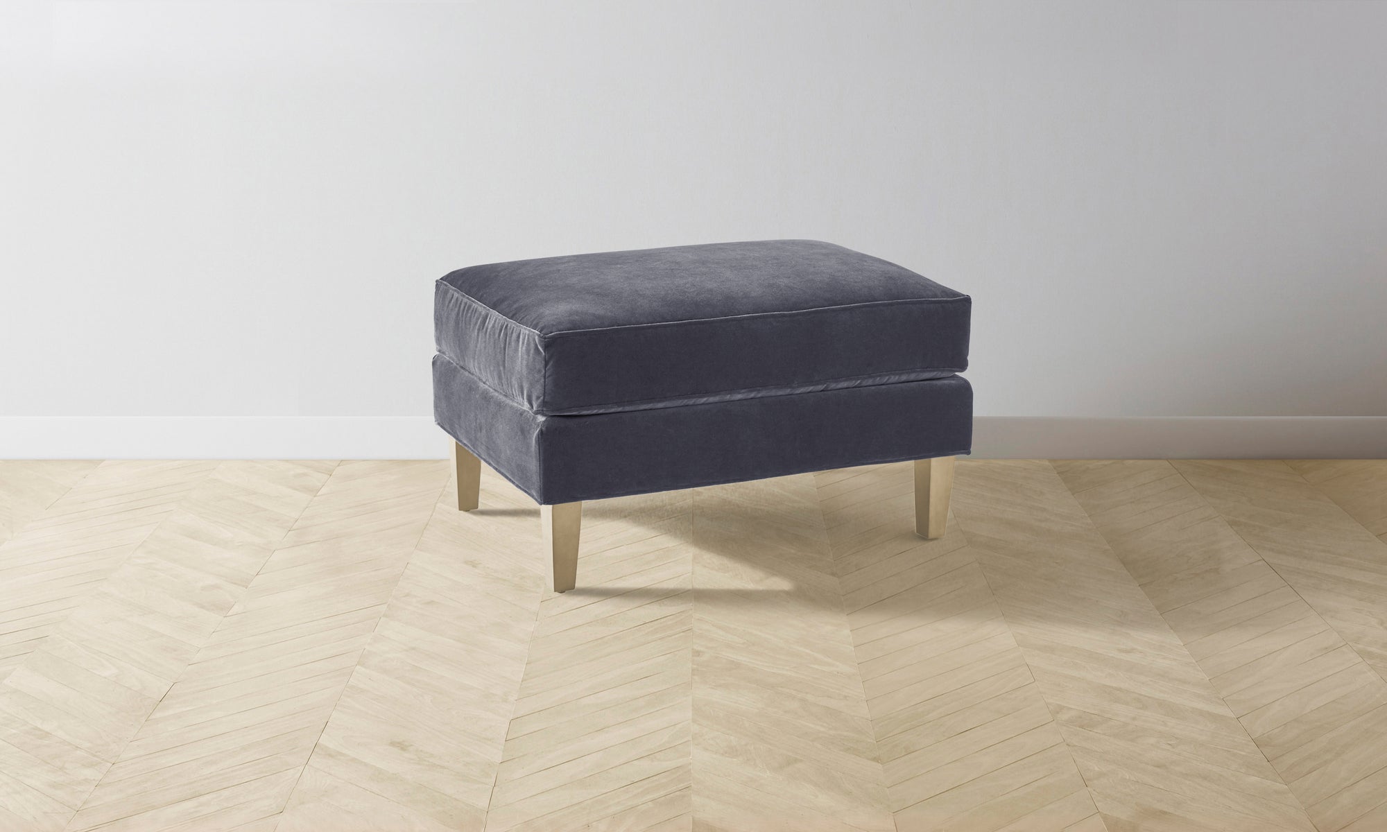 The Crosby Ottoman - Performance Velvet Flannel