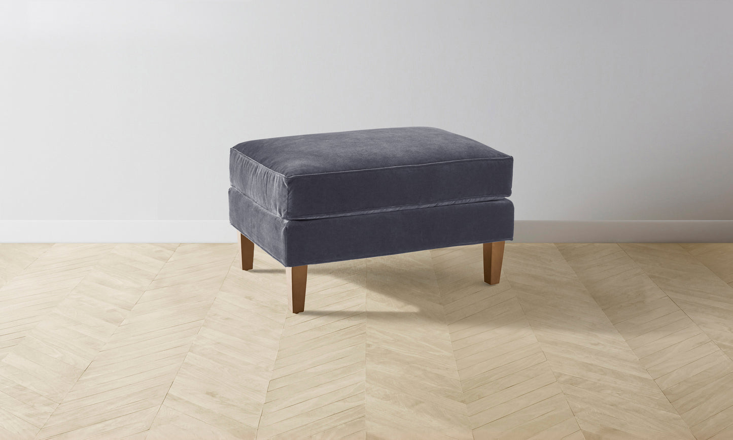 The Crosby Ottoman - Performance Velvet Flannel