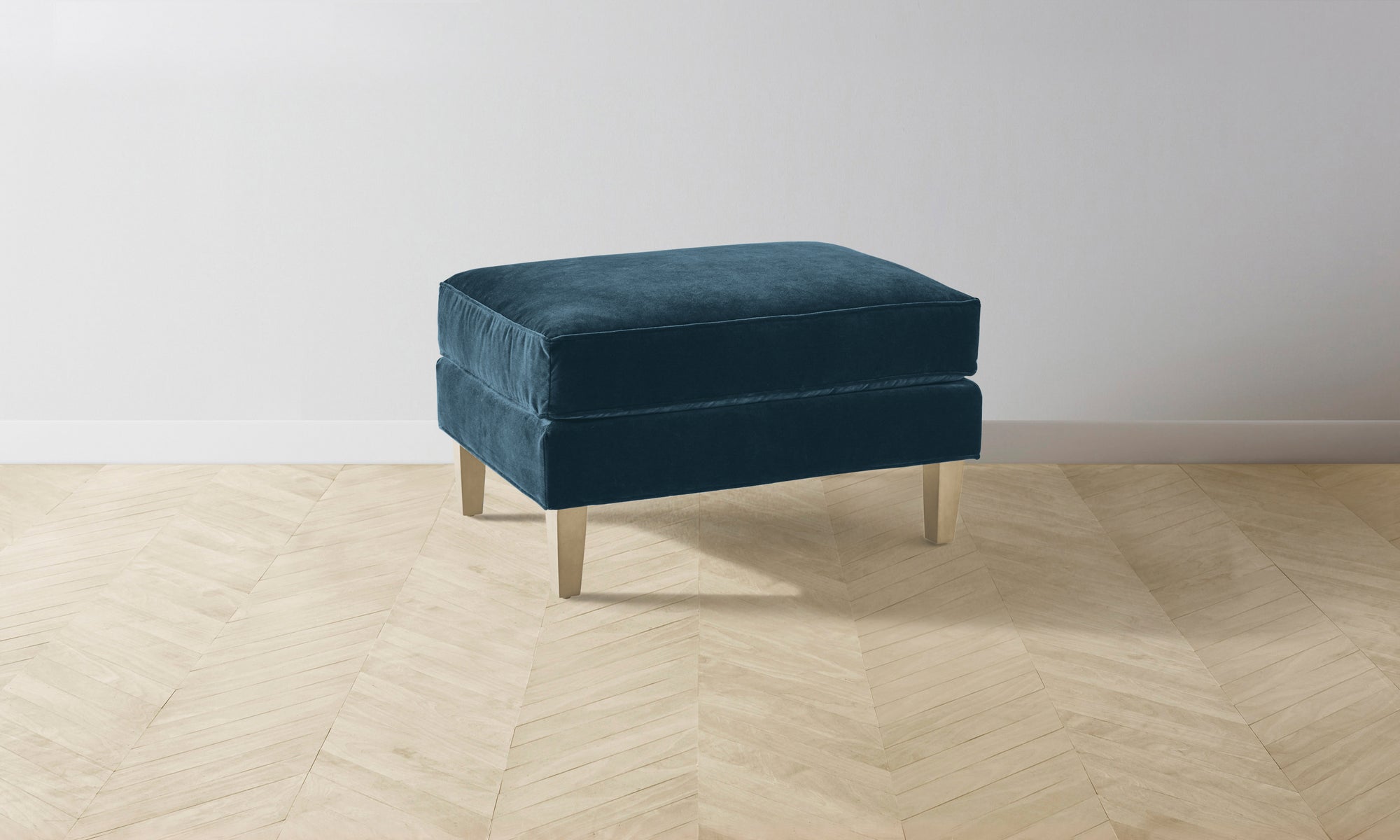 The Crosby Ottoman - Performance Velvet Lagoon