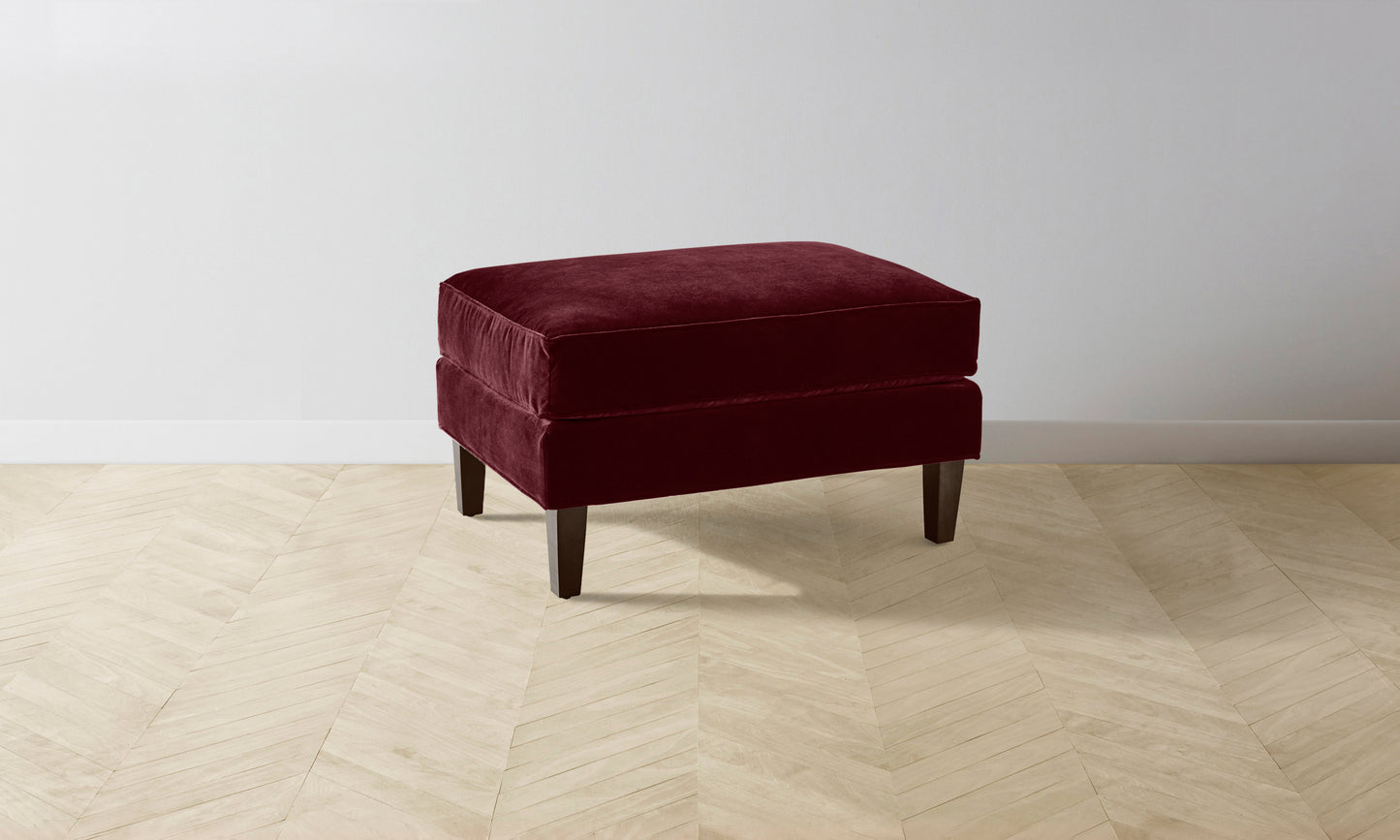 The Crosby Ottoman - Performance Velvet Merlot