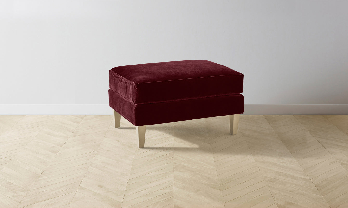 The Crosby Ottoman - Performance Velvet Merlot