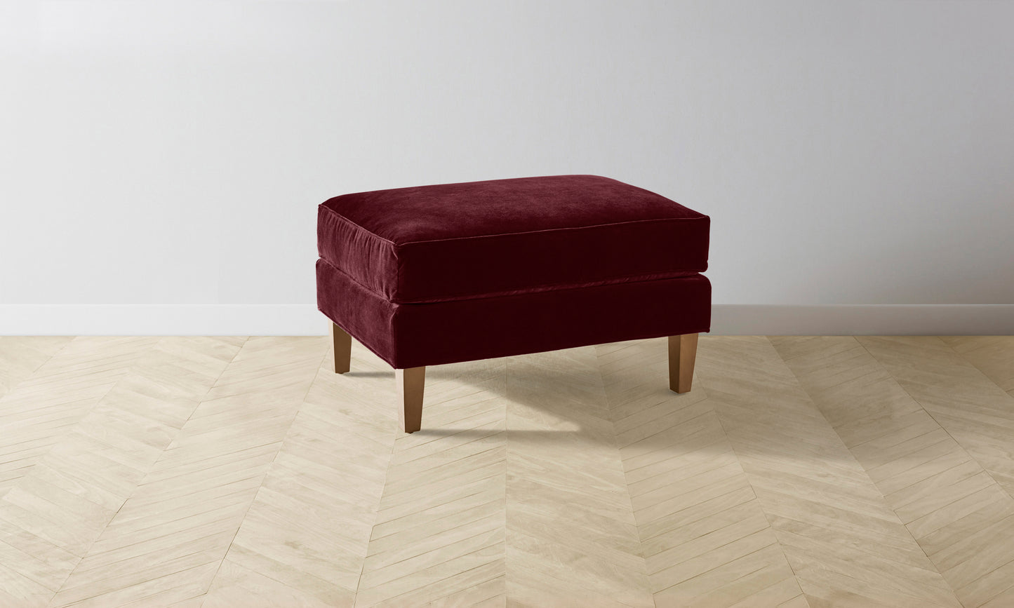 The Crosby Ottoman - Performance Velvet Merlot