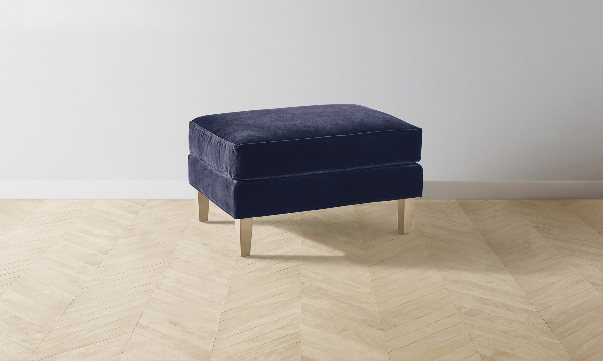 The Crosby Ottoman - Performance Velvet Midnight