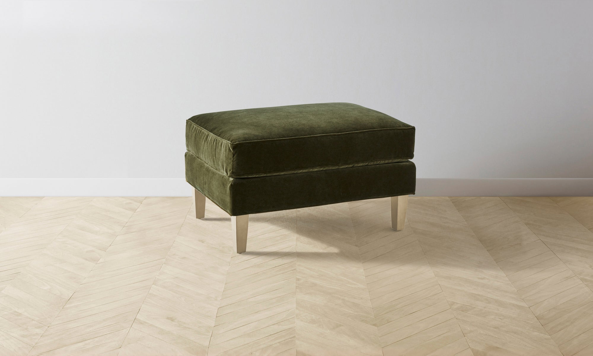 The Crosby Ottoman - Performance Velvet Olive