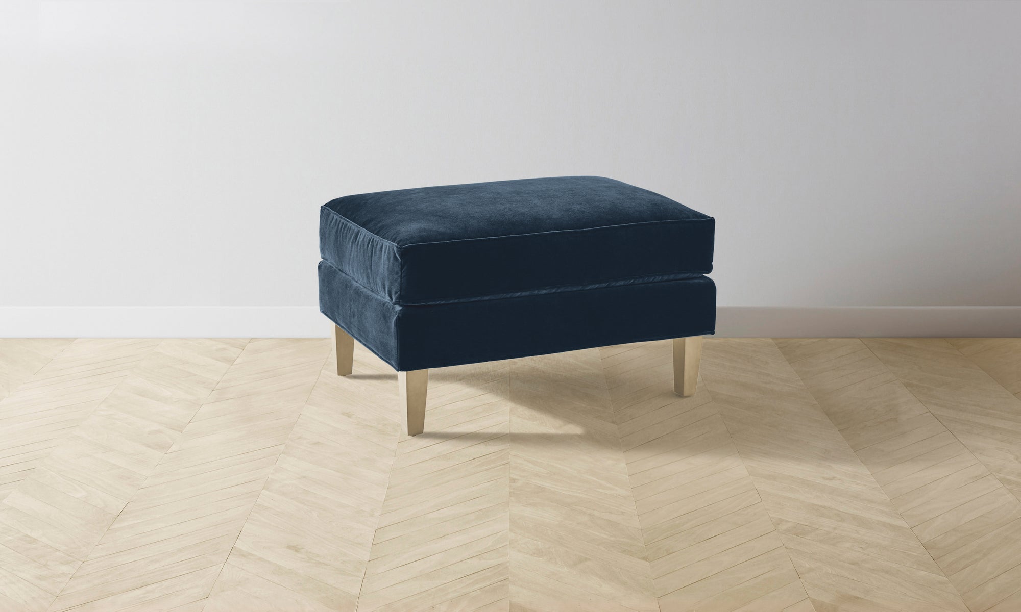 The Crosby Ottoman - Performance Velvet Sapphire