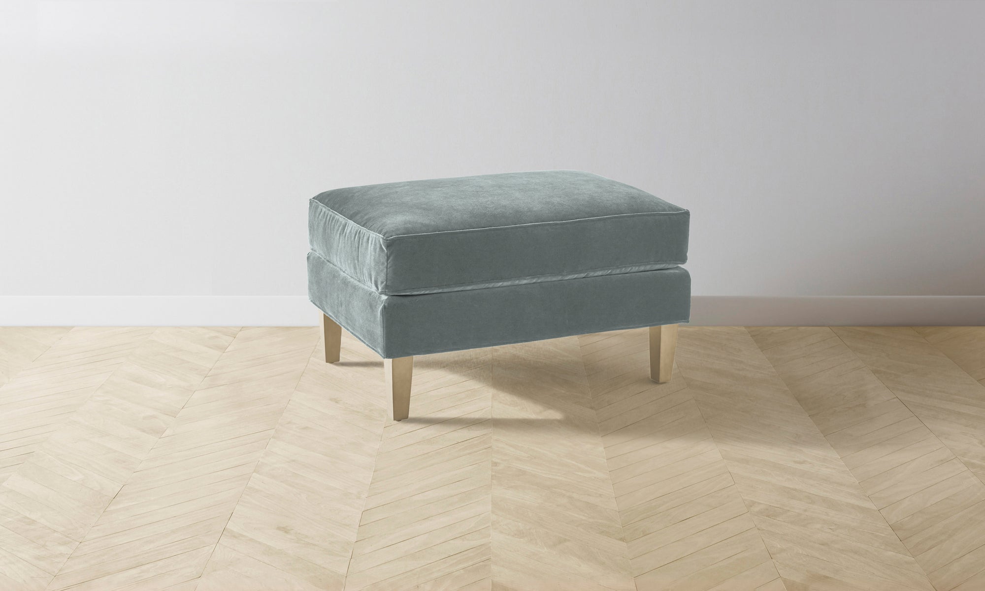 The Crosby Ottoman - Performance Velvet Seafoam